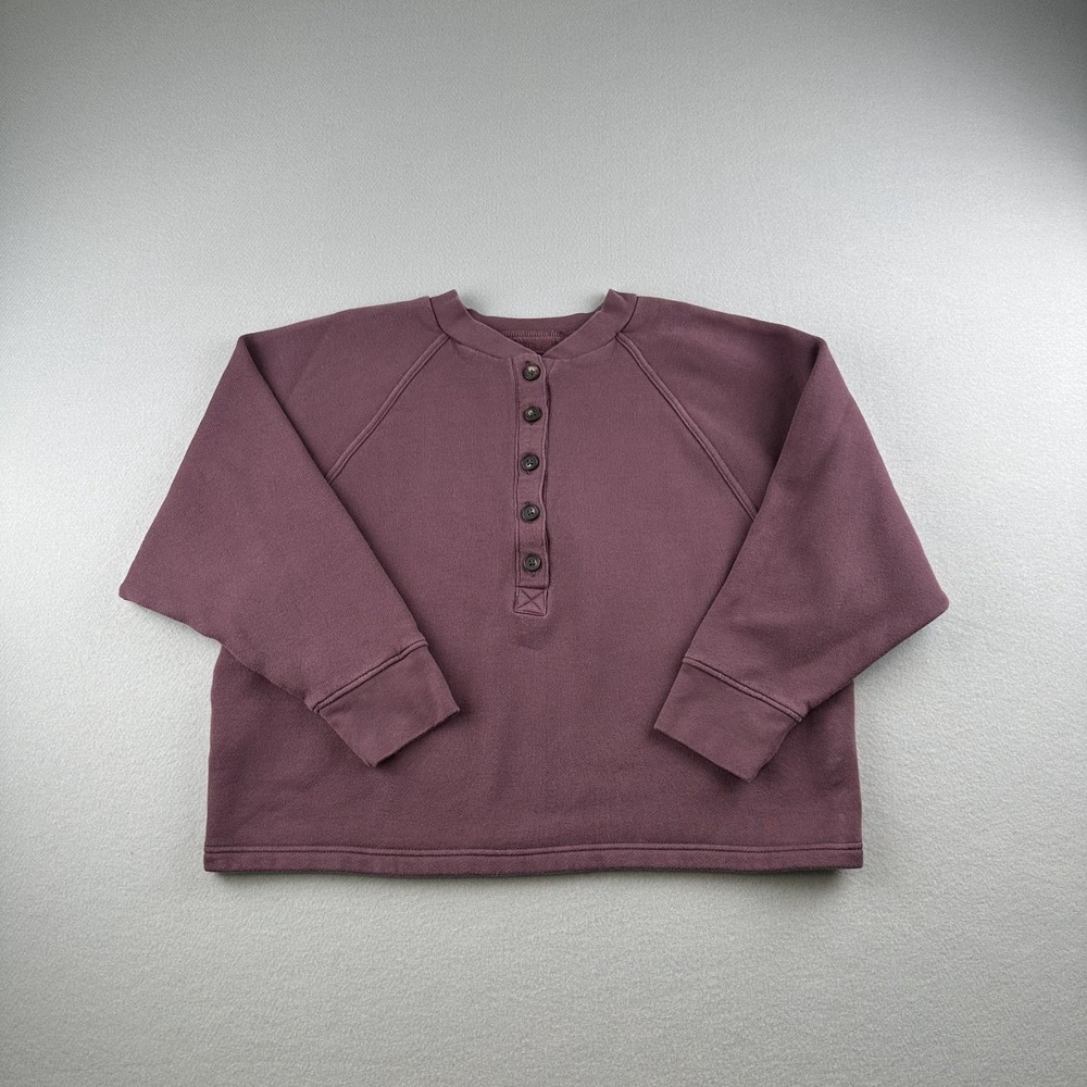 Madewell Women's Sweatshirt MWL Betterterry Henley Purple Size Small